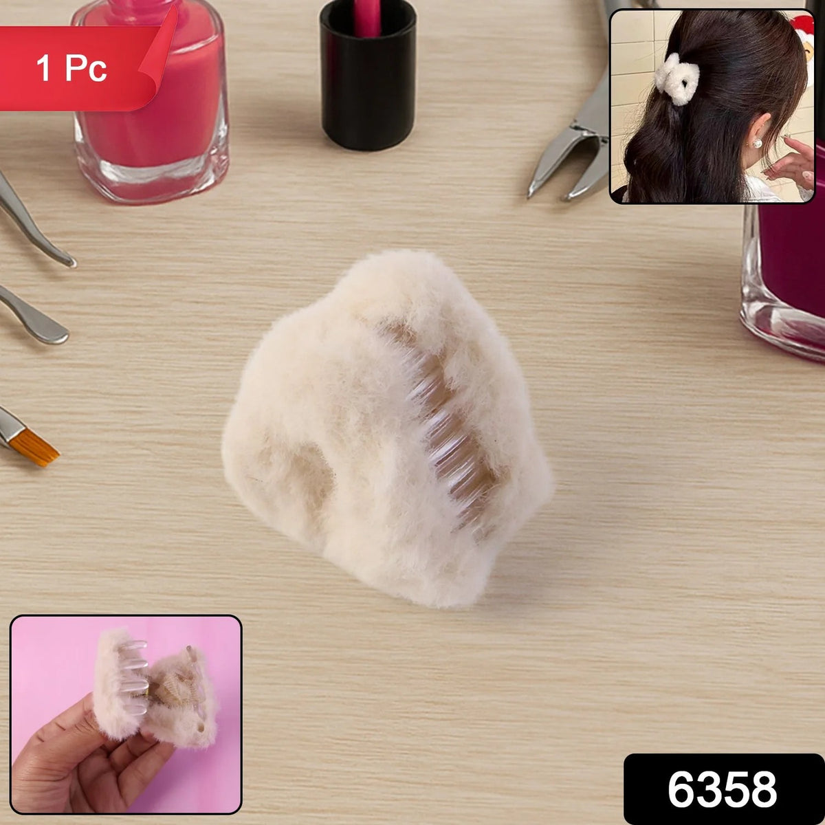 Hair Claw Clips Plastic Fluffy Hair Claw Hair (1 Pc)