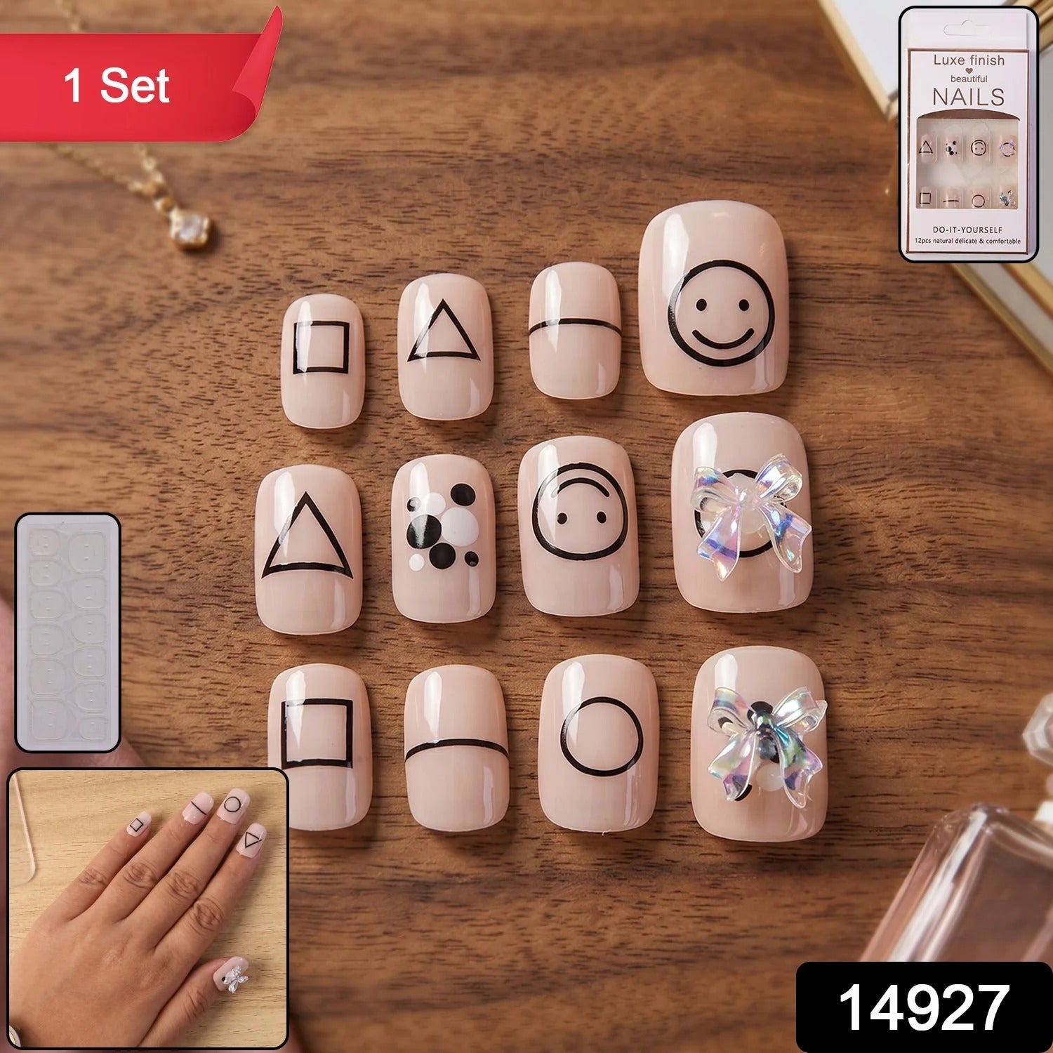 Artificial False Nail Set With Mix Design - (1 Set)