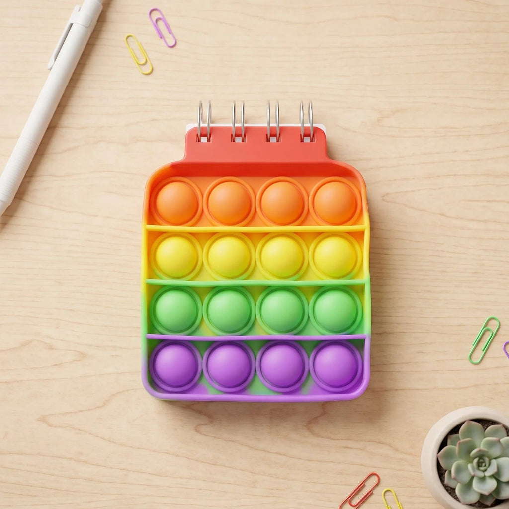4995 Square Pop It Fidget Spiral Notebook Bubble Push Pop Fidget Silicon Toy Book Stress Relief Anxiety School Stationery Notebook.