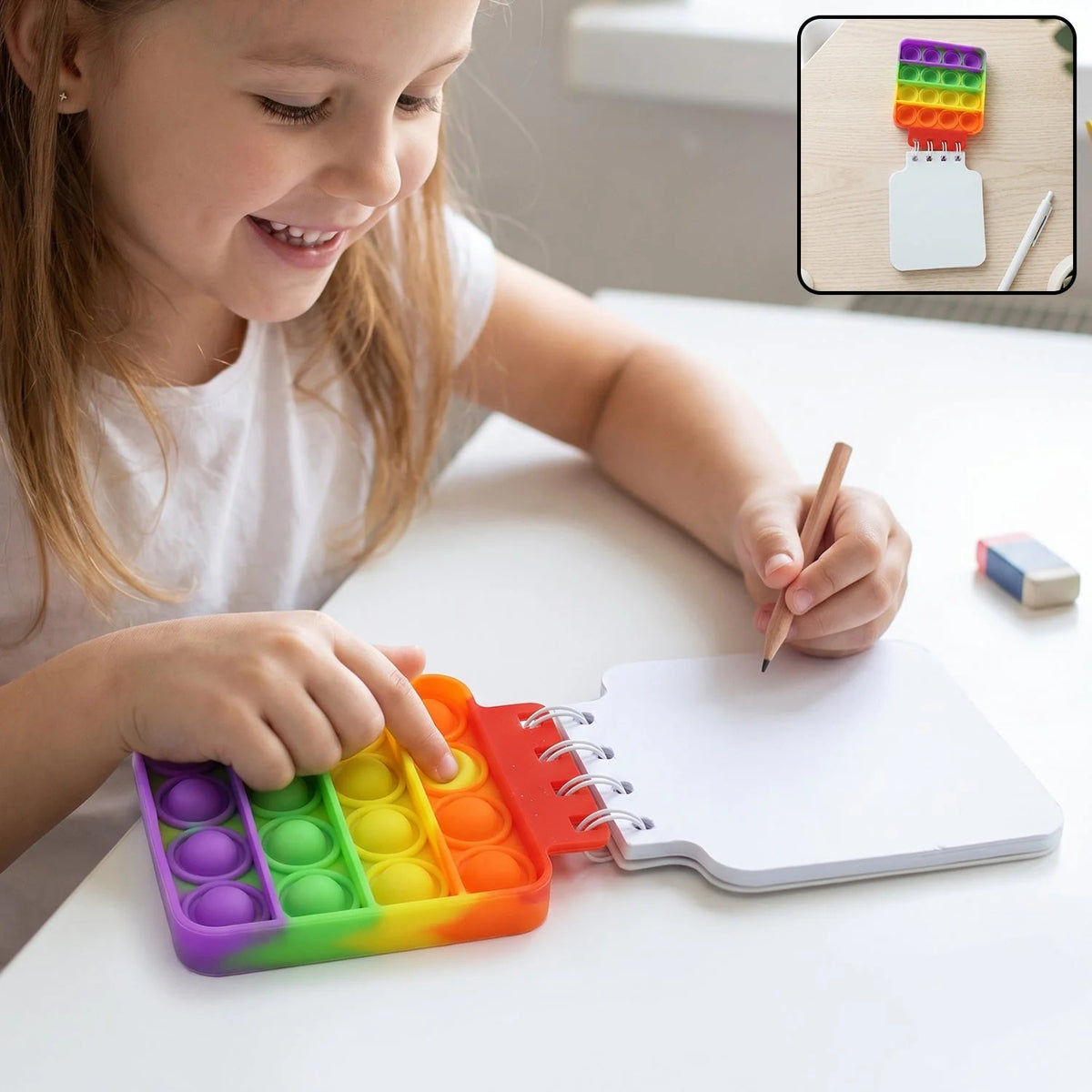 4995 Square Pop It Fidget Spiral Notebook Bubble Push Pop Fidget Silicon Toy Book Stress Relief Anxiety School Stationery Notebook.