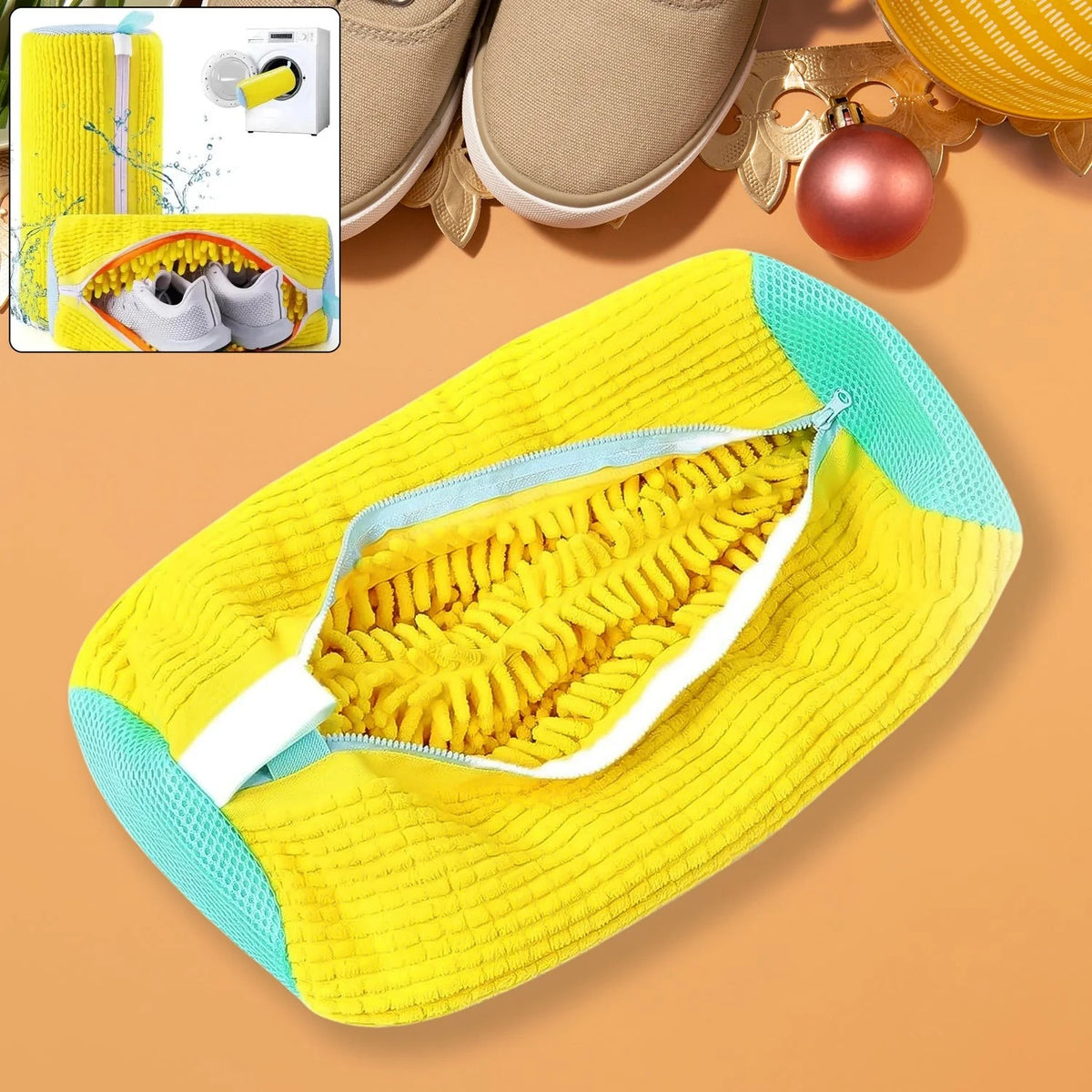 Shoe Cleaning Mop Cover With Microfiber Chenille Lining  Zipper (1 Pc)