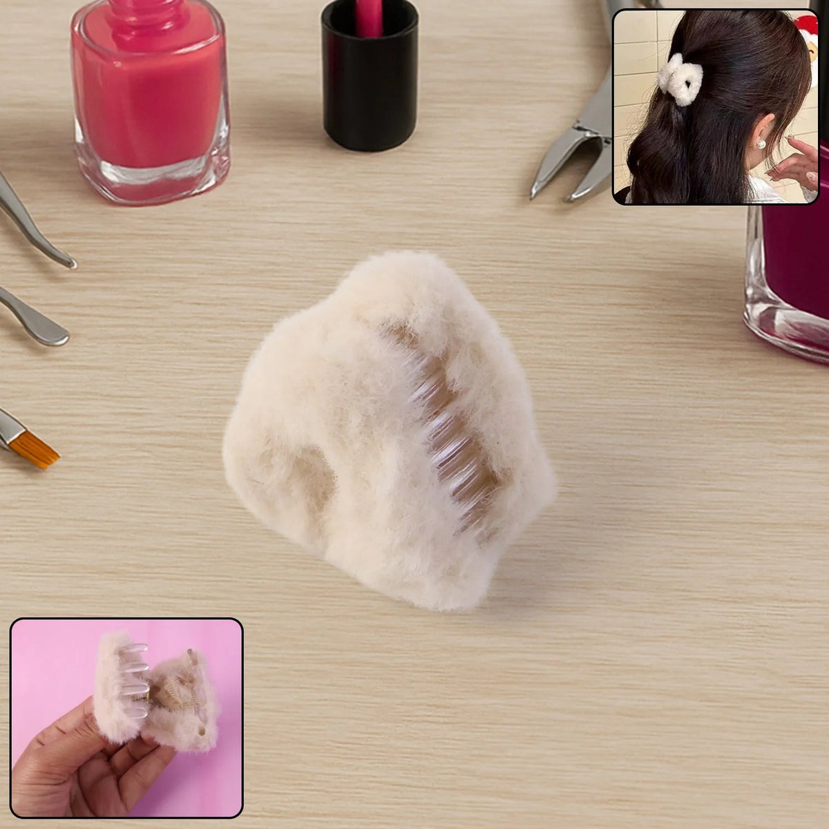 Hair Claw Clips Plastic Fluffy Hair Claw Hair (1 Pc)