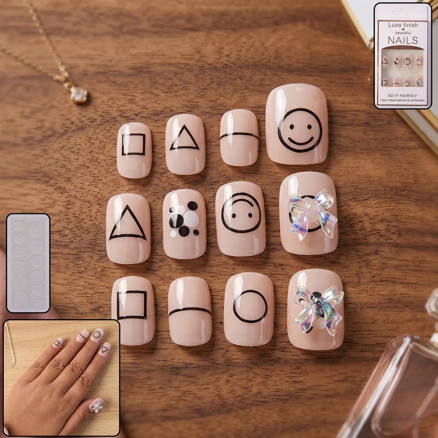 Artificial False Nail Set With Mix Design - (1 Set)