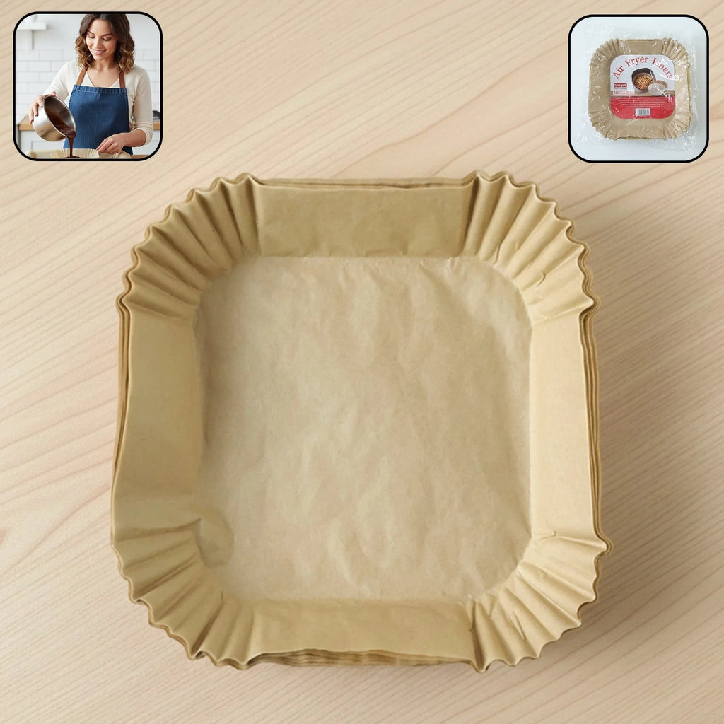 Square Air Fryer Disposable Paper Liner  (50 Pcs Set  160mmx45mm)
