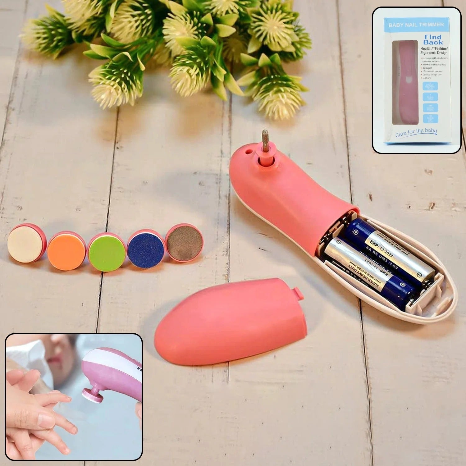1223 Electric Baby Nail Trimmer With Grinding Heads For Newborn Infant And Toddler