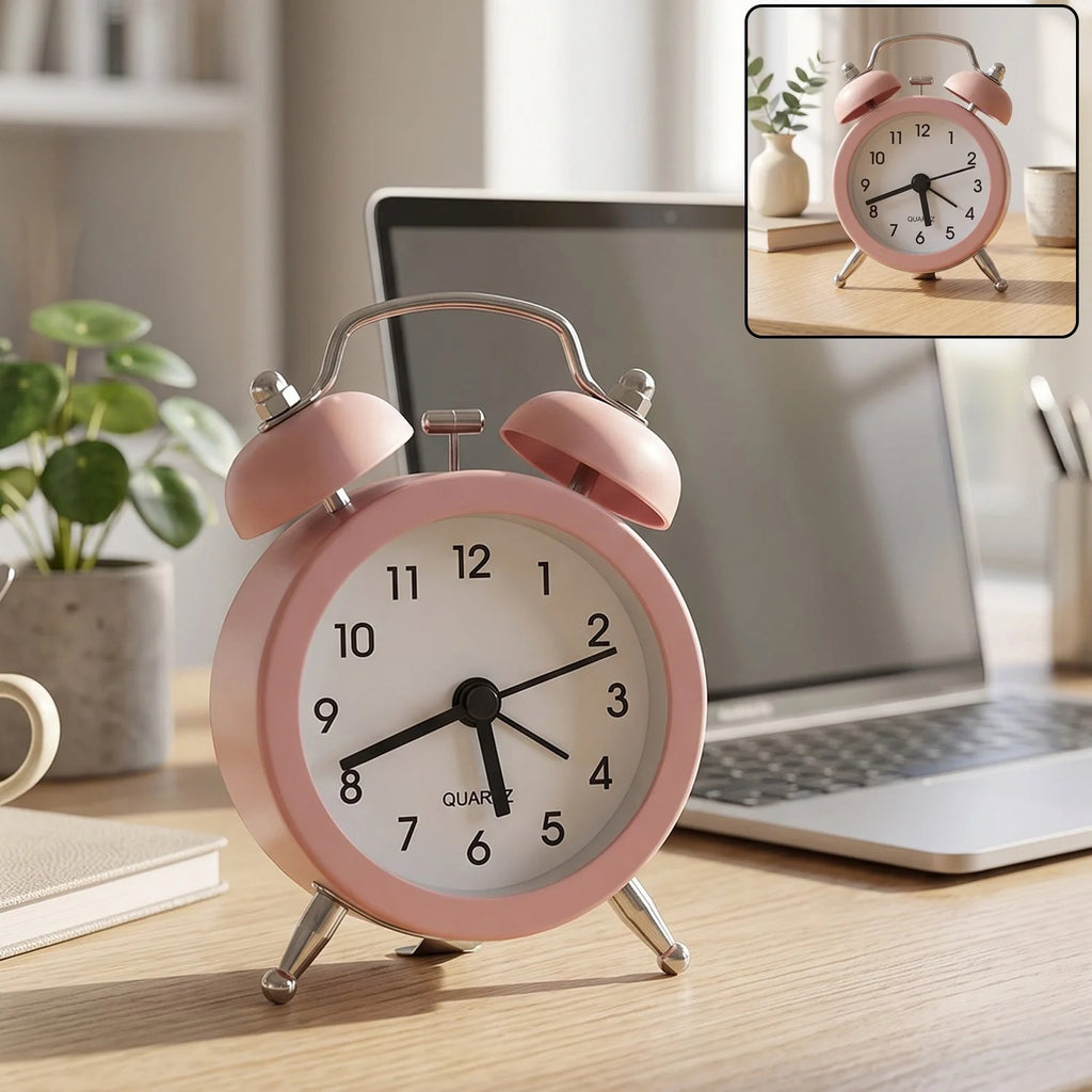 Small Twin-bell Analog Alarm Clock - (1 Pc)