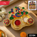 Peacock Shaped Kankavati Kumkum Holder For Puja And Tilak Rituals (1 Pc)