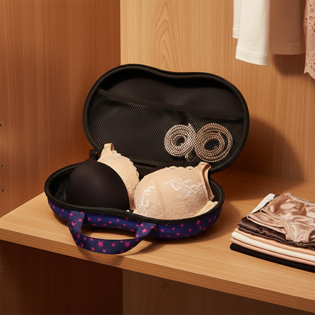 Premium Hard-shell Bra  Lingerie Storage Travel Case (1 Pc)