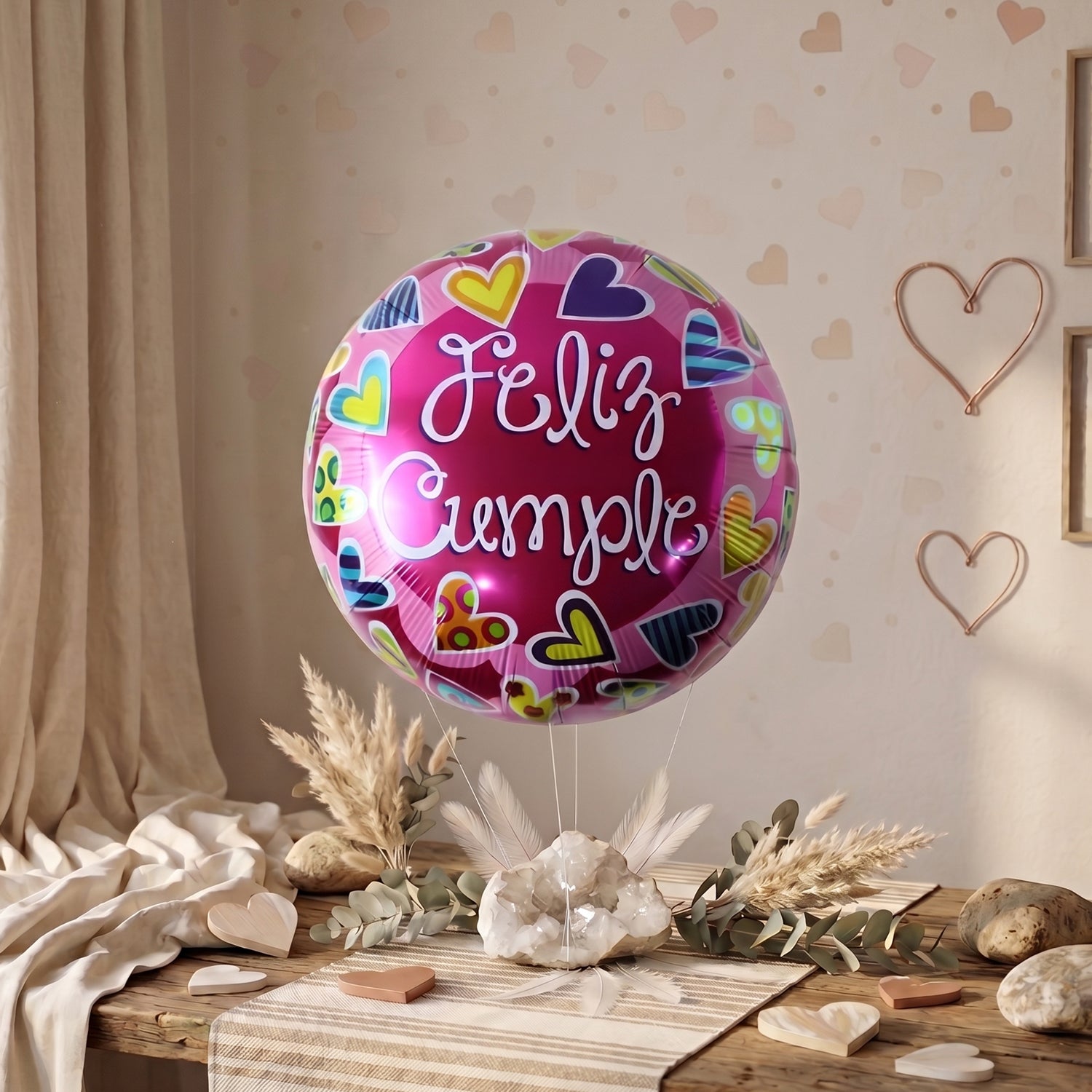 Round Feliz Cumple Birthday Foil Balloon For Party Decoration (1 Pc)