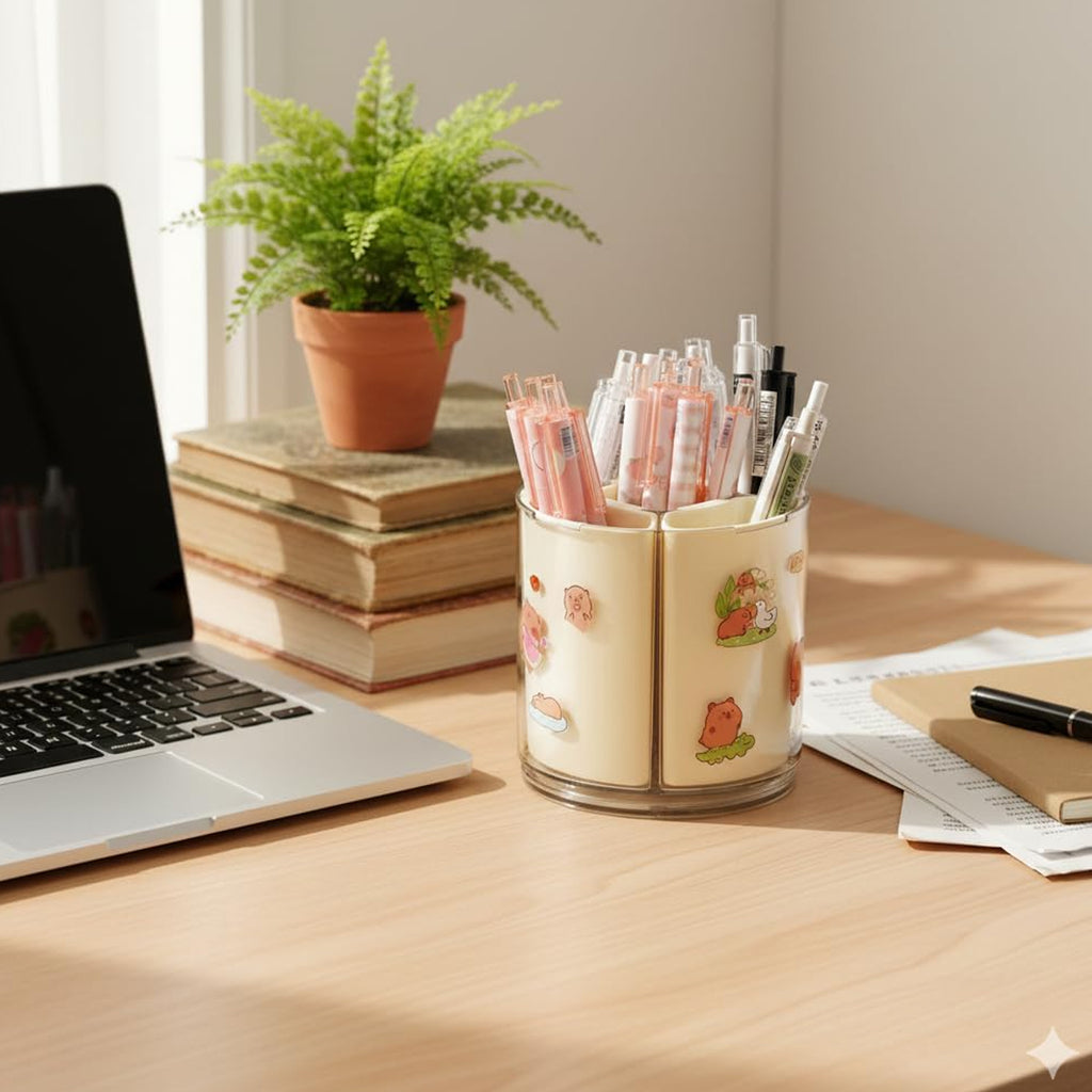 5 Compartment Rotating Pen Holder 360 Desk Organizer For Office Home (1 Pc)