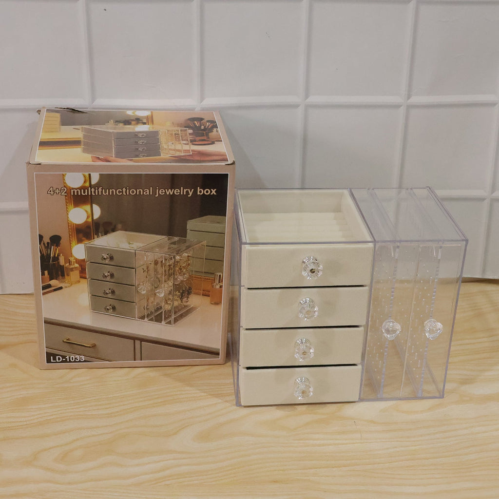 Acrylic Jewelry Organizer Box Multi-drawer Velvet Storage For Rings (1 Set)