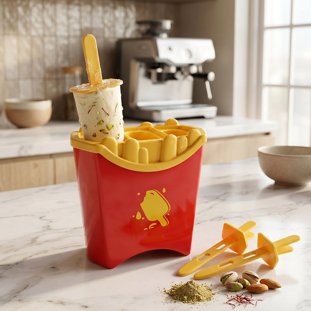 French Fries Shape Ice Popsicle Mould Set Reusable Kulfi Ice Cream Maker (3 Mold)