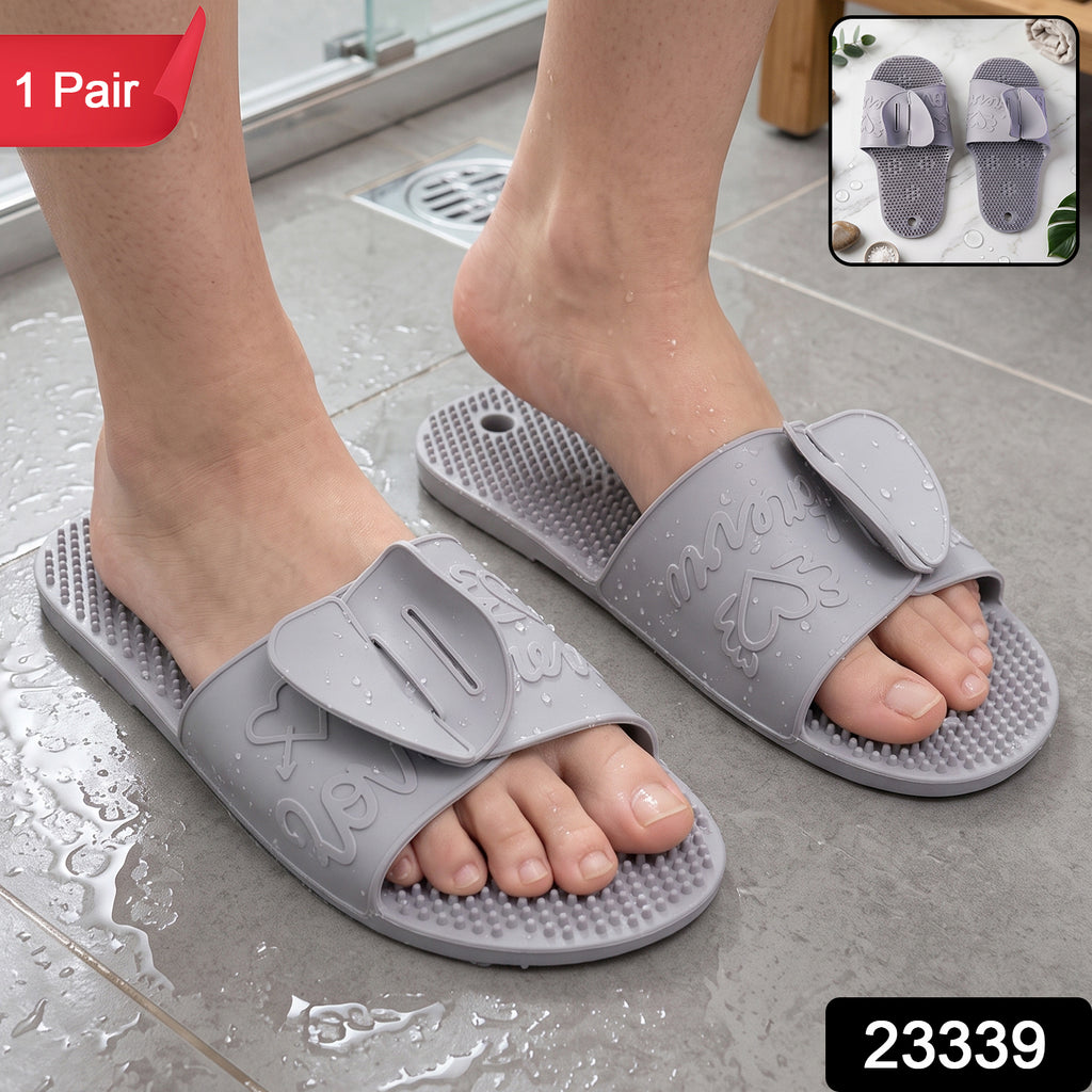 Massage Bath Slippers With Foot Scrubbing Bristles For Daily Bathroom Use (1 Pair)