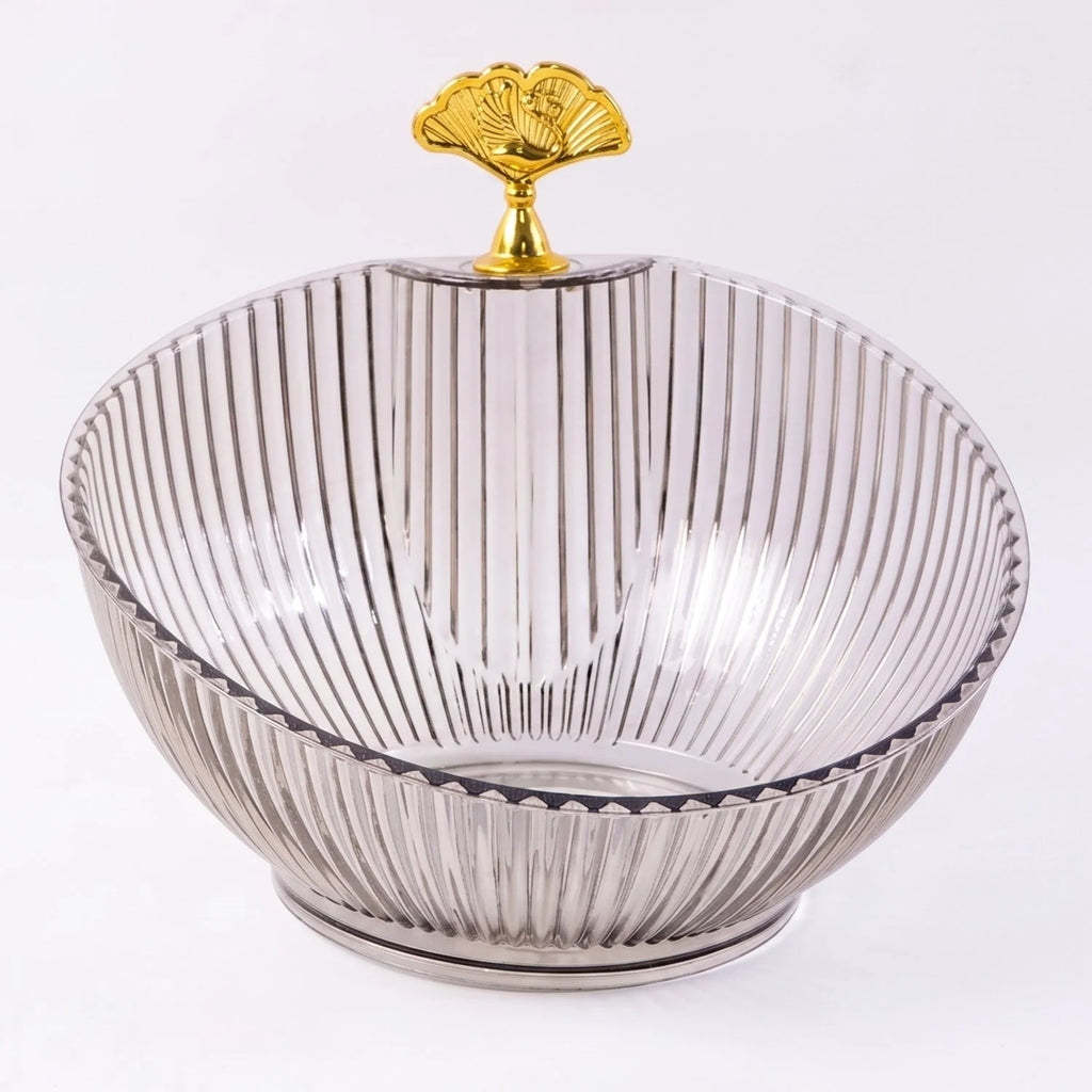 Premium Plastic Decorative Fruit Bowl With Gold Accent For Dining Table (1 Pc)