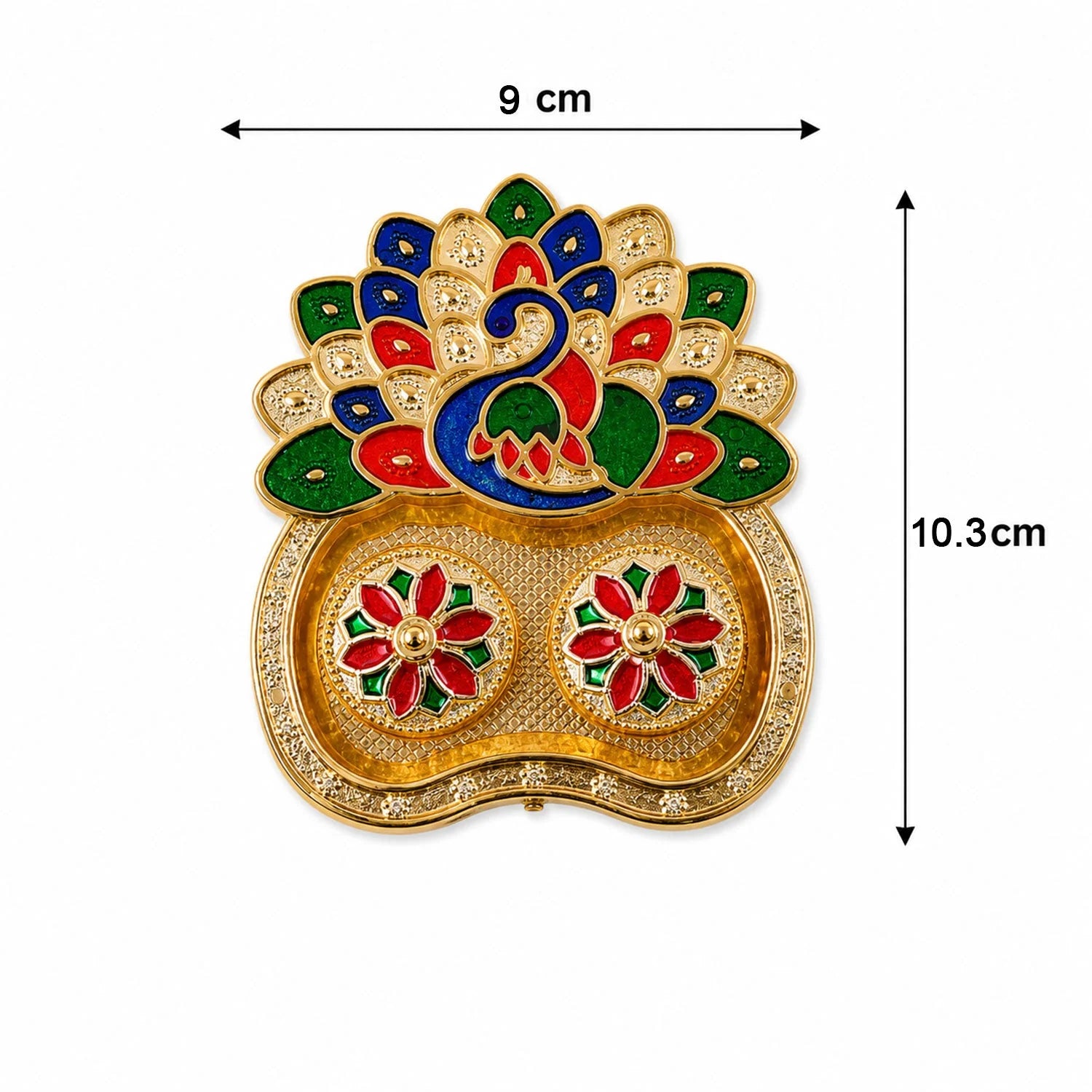 Peacock Shaped Kankavati Kumkum Holder For Puja And Tilak Rituals (1 Pc)