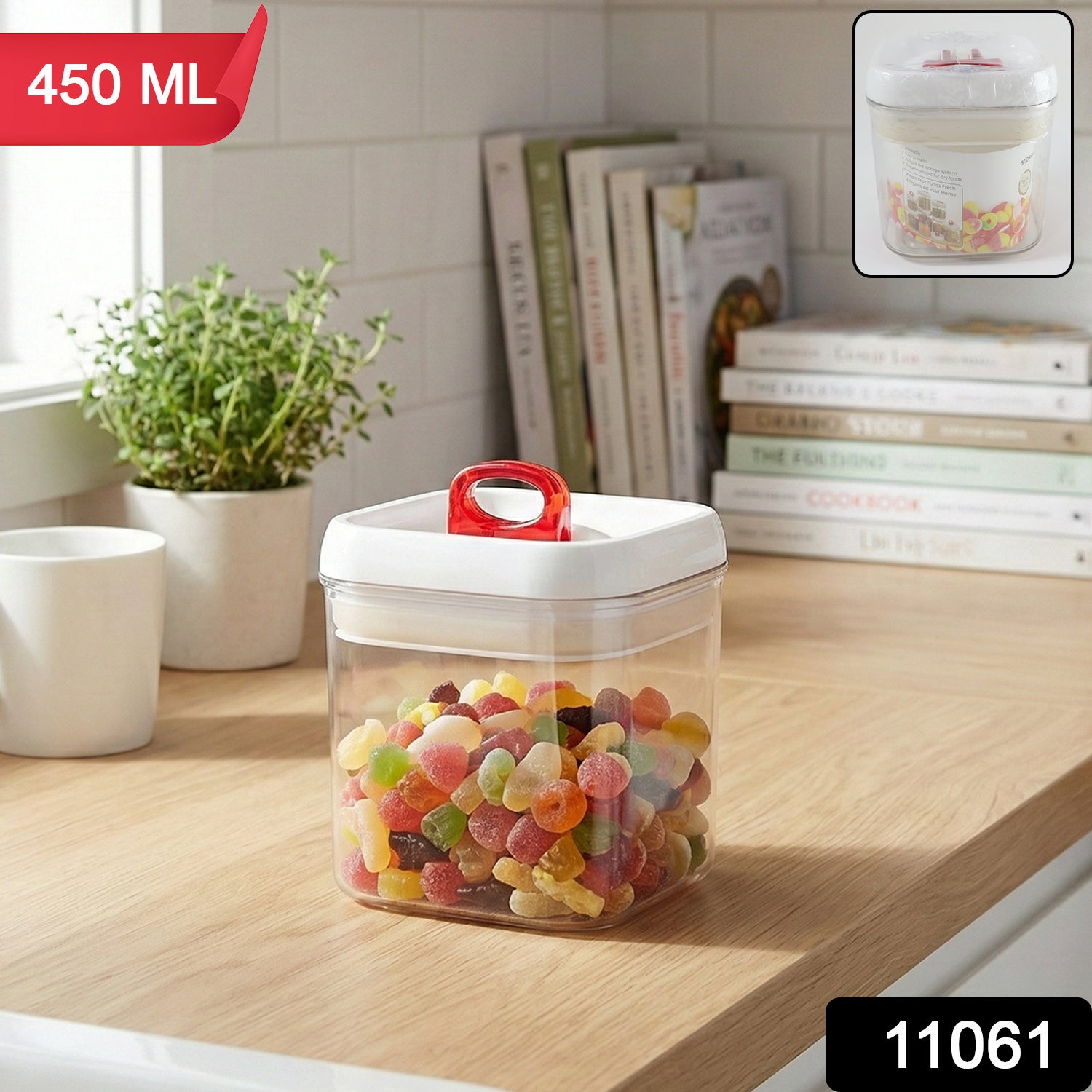 Airtight Storage Container With Red Lid (1 Pc)