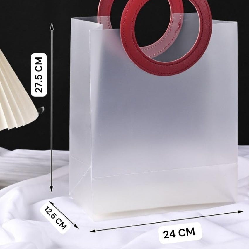 Translucent Bags Goodie Bags With Handle Gift bag, hamper bag, Carry Bags, shopping gift bag for Gifting, Presents, Packing, Return Gifts, Birthday, Events (Large)(24 X 12.5 X 27.5 CM) - Image 3