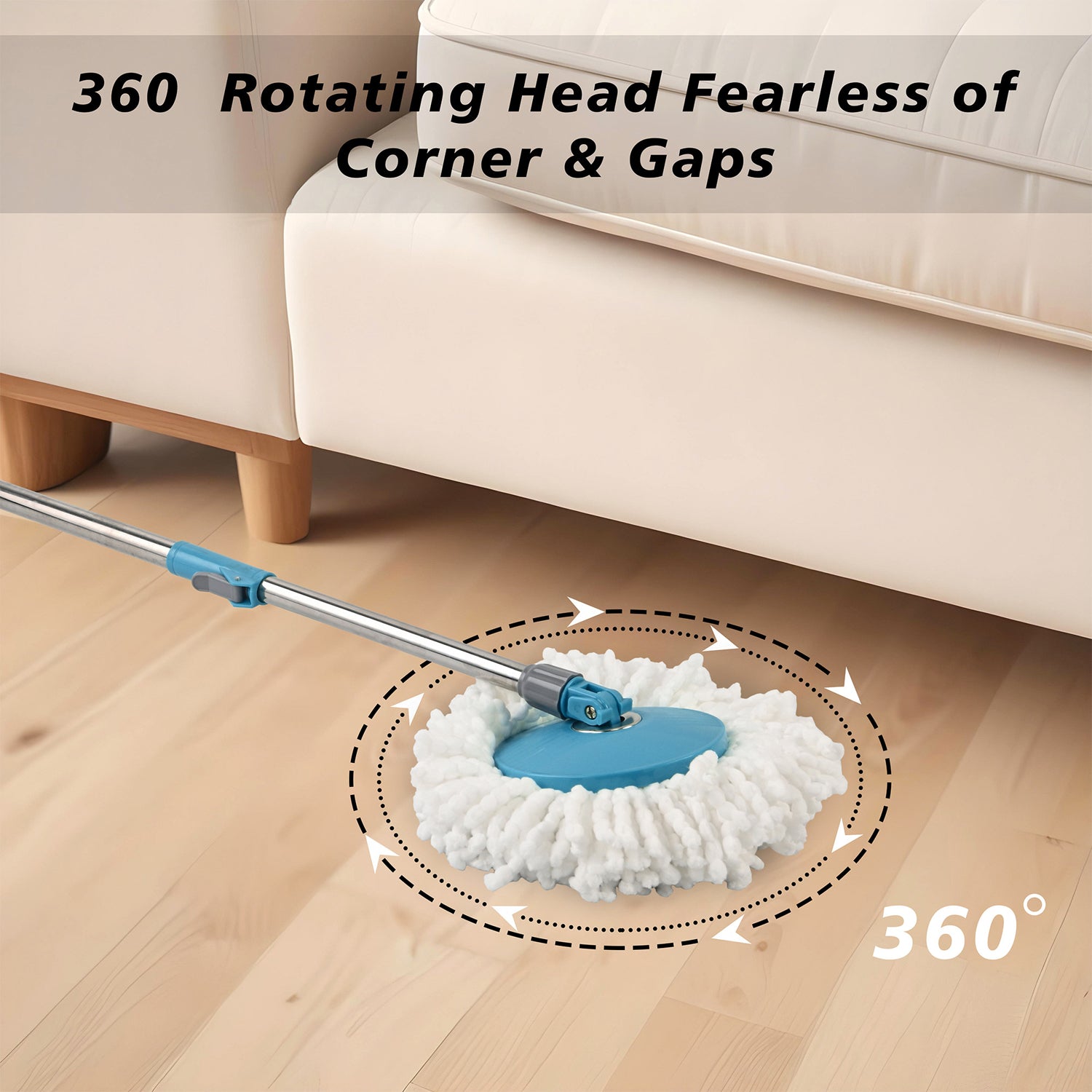 360 Degree Spin Mop Bucket Set With Adjustable Stainless Steel Handle (1 Set)