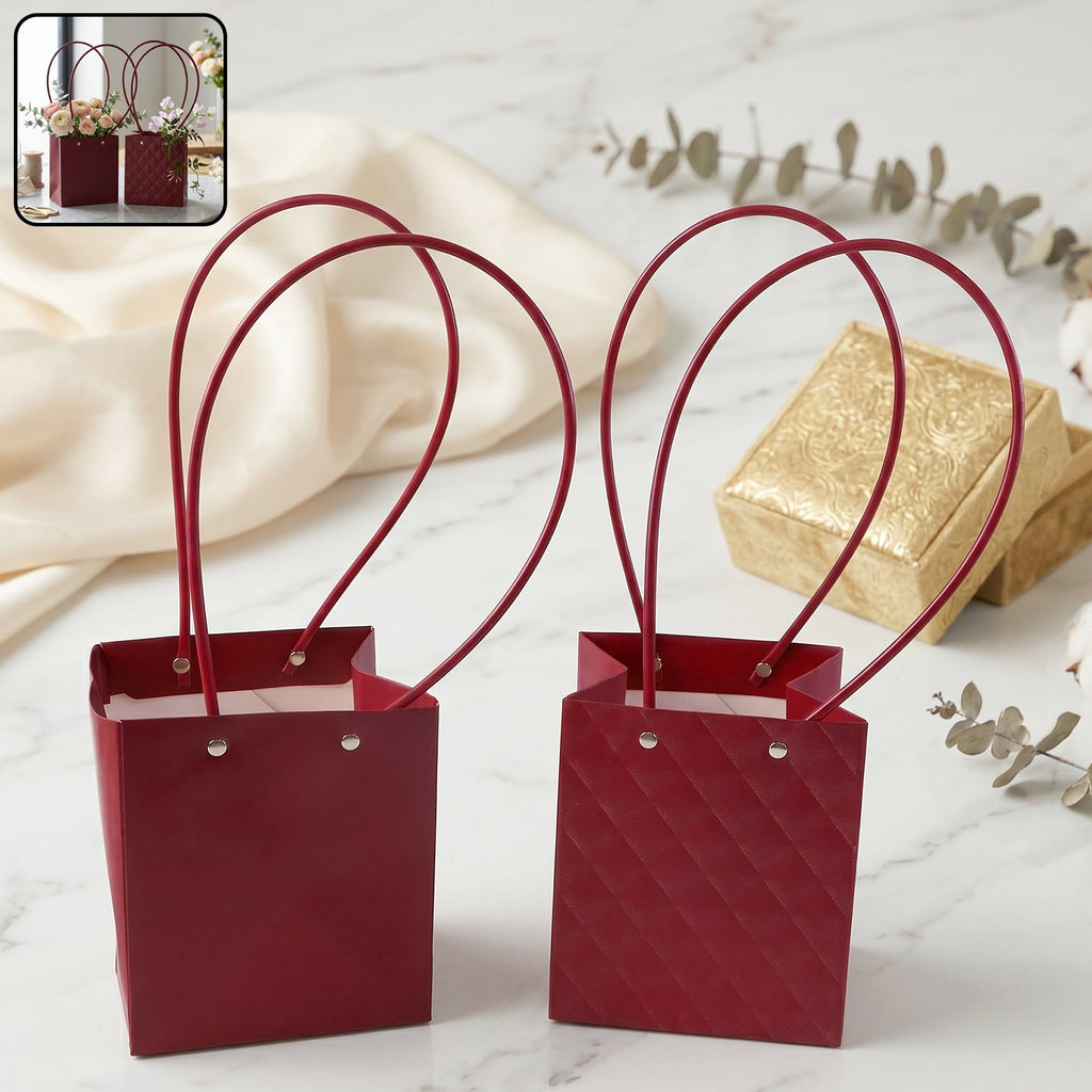 Stylish Foldable Flower Packaging Bag With Handle For Bouquet And Gifting (1 Pc)