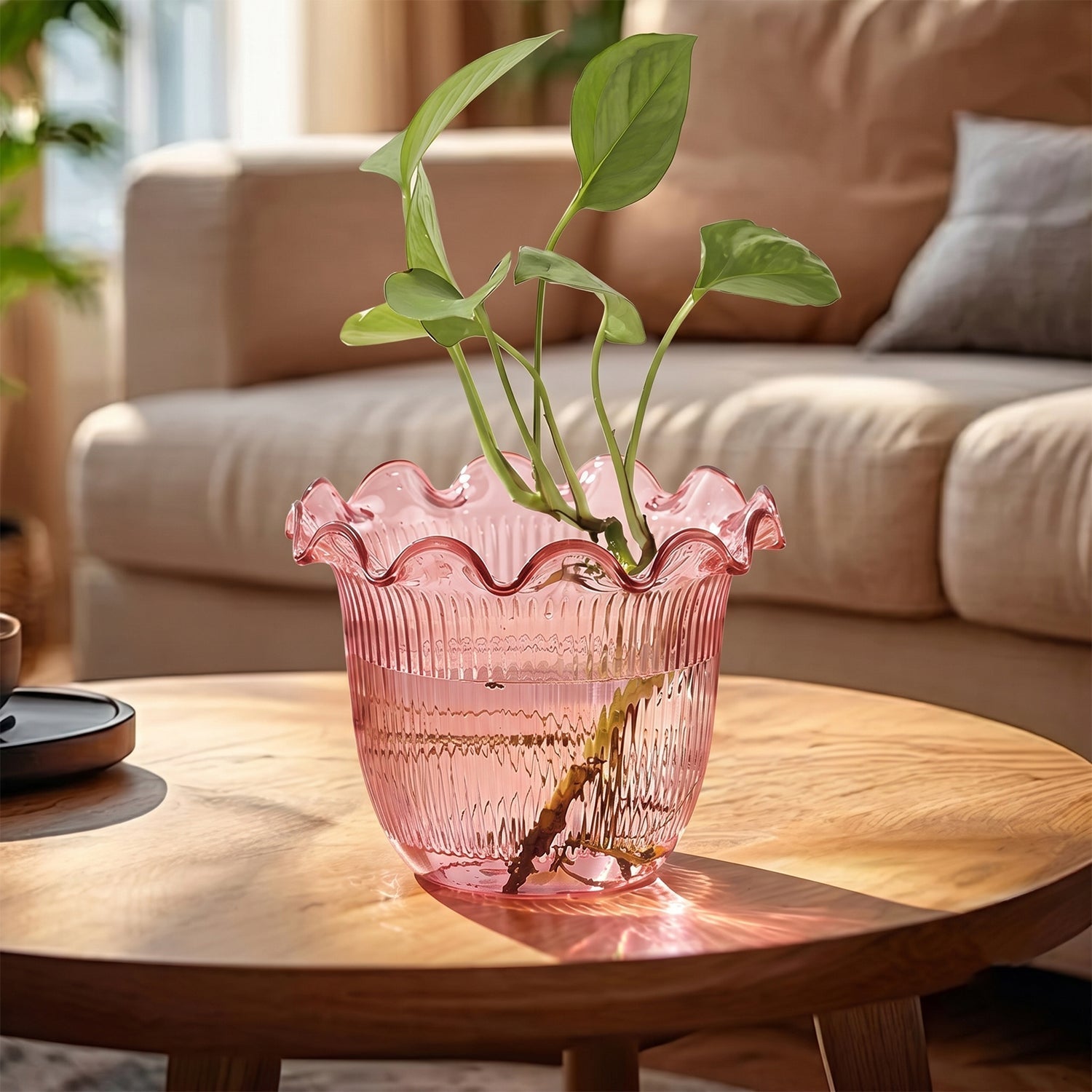 Decorative Ruffled Flower Pot Planter Vase For Home Table And Plant Decor (1 Pc)
