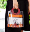 Transparent Bags with round Handle Gift Bag, Carry Bags, Gift Bag, Gift for Birthday, Valentine, Marriage, Festivals, Season's Greetings and Events (Maroon) (Big)(25x 14.5 x 28 cm) - Image 1