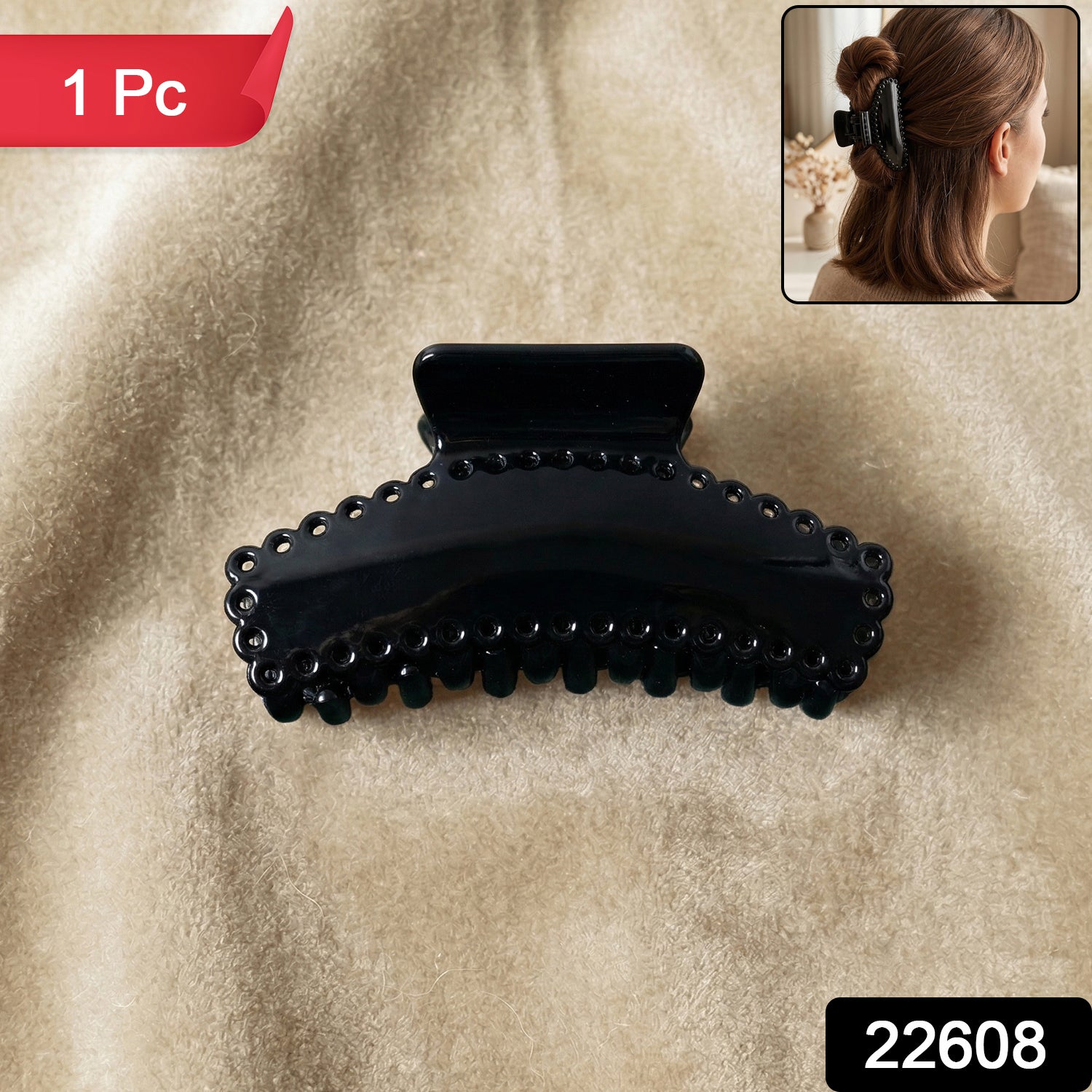Elegant Black Hair Claw Clip (1 Pc)