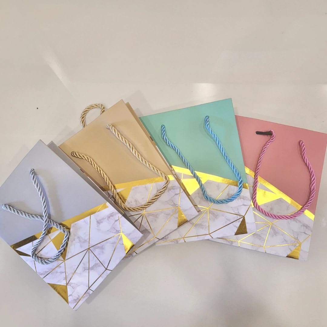 (Random Colour) Multicolor Paper Bag With Handle To Carry Goodies Used For Gifts Carrying Return Gift For Birthdays & More Occassion (Mix Colour) - Image 5