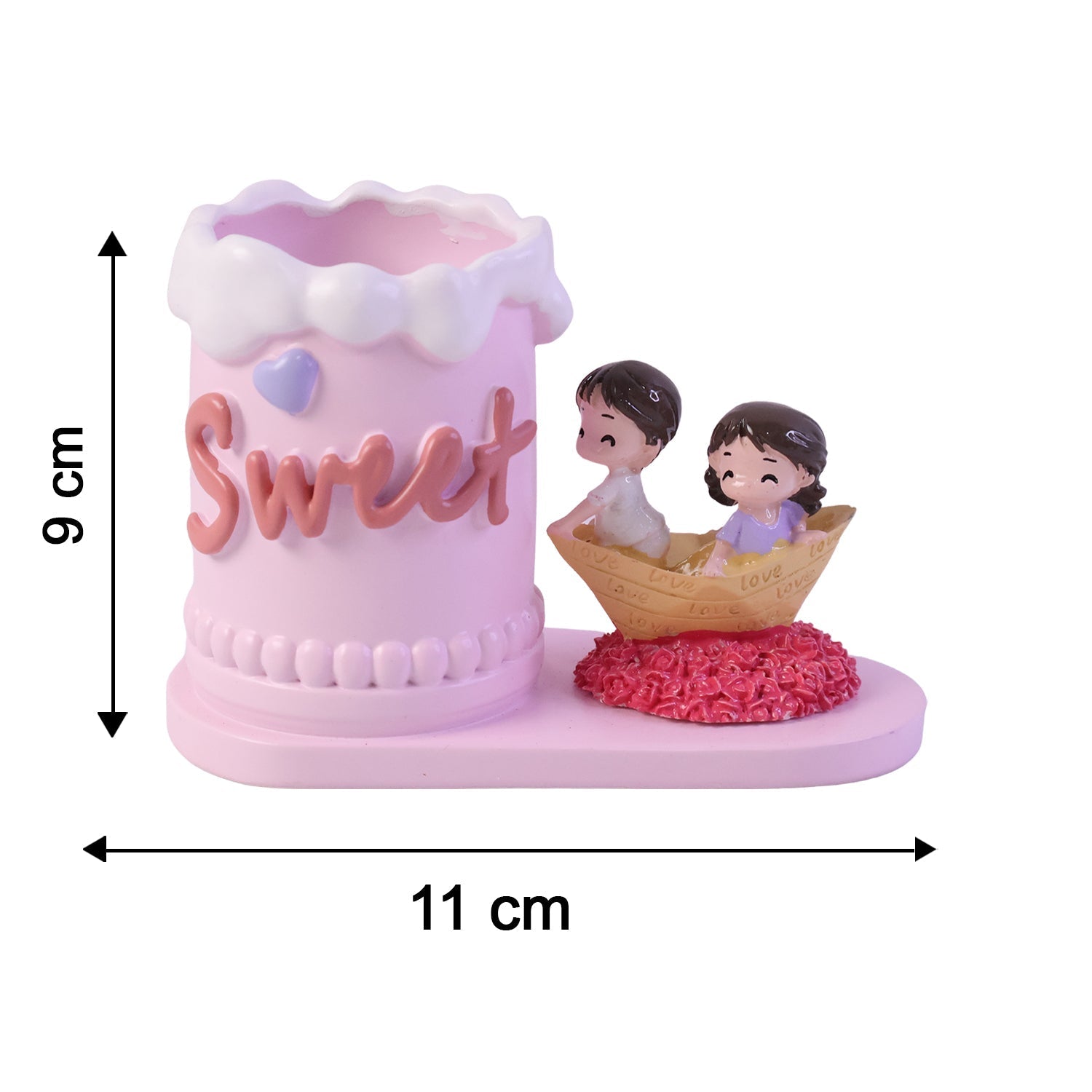 Romantic Love Couple Pen Holder Stand Resin Desk Organizer Pencil Cup (1 Pc)