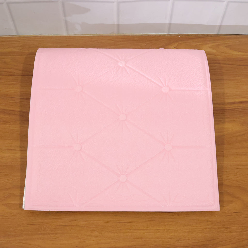 Self Adhesive 3d Foam Wall Panel Cushion Wallpaper (1 Pc Pink 69x35 Cm)