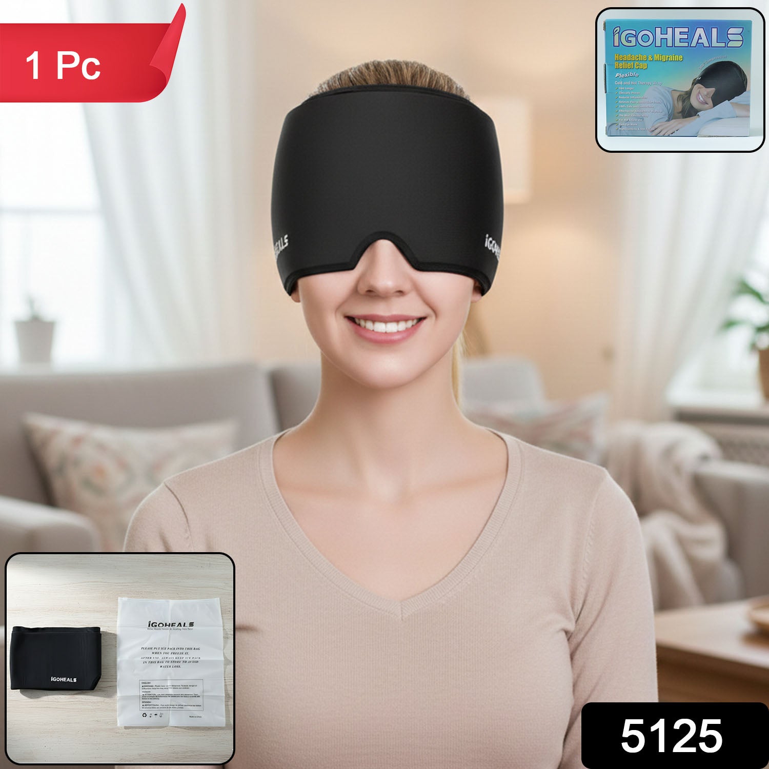 Hot  Cold Therapy Headache Relief Cap (1 Pc)