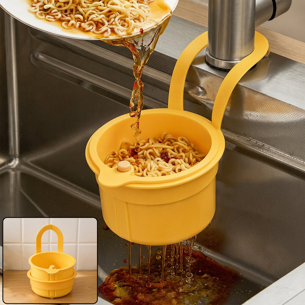 Plastic Hanging Kitchen Sink Drain Basket And Food Strainer With Handle (1 Pc)