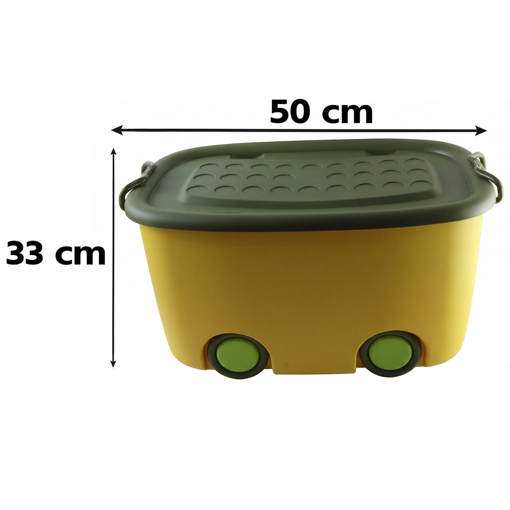 Rolling Storage Container Box With Wheels And Lid 25 Litre For Toys (1 Pc)