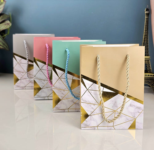 (Random Colour) Multicolor Paper Bag With Handle To Carry Goodies Used For Gifts Carrying Return Gift For Birthdays & More Occassion (Mix Colour) - Image 2