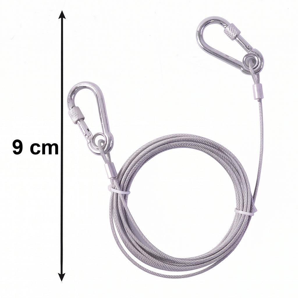 Heavy Duty Steel Wire Rope  5 Meter Clothesline With Carabiner Hooks