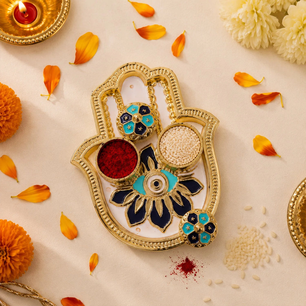 Hand Shaped Kankavati Kumkum Holder For Puja And Tilak Rituals (1 Pc)