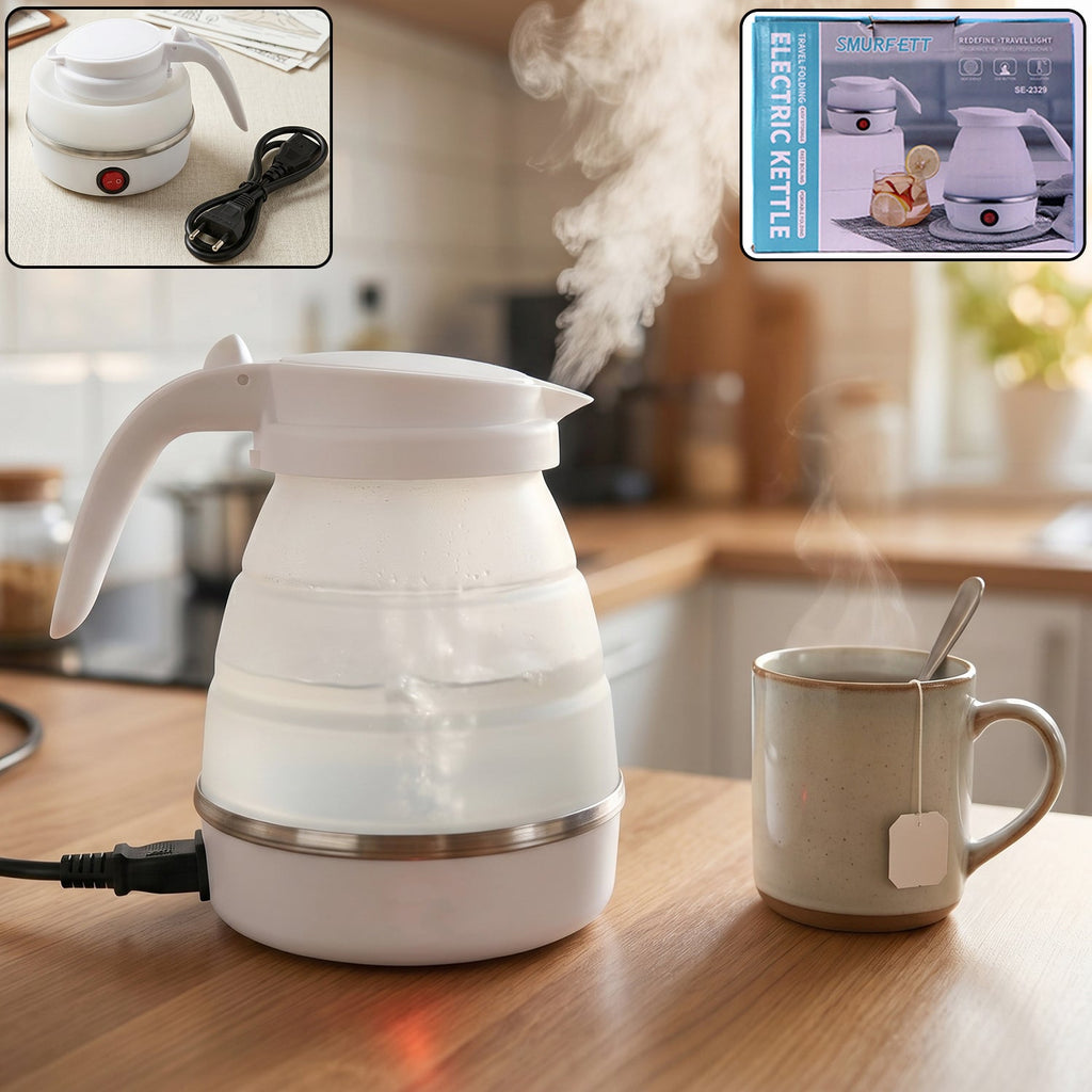 Collapsible Travel Electric Kettle 600ml Foldable Silicone Water Boiler (1 Pc)