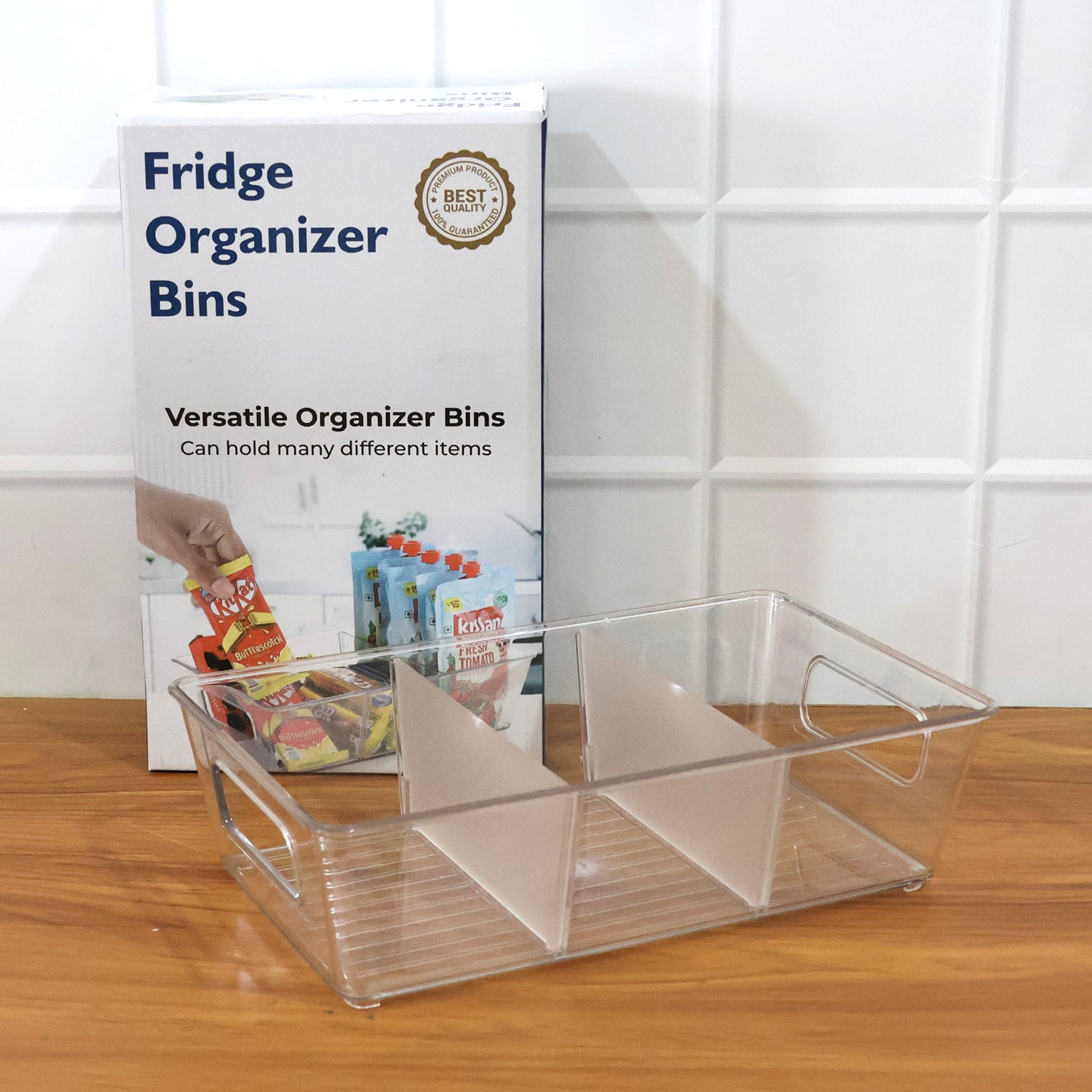5776 Plastic Refrigerator Organizer Bins Set Of 2 Stackable Fridge Organizers With Handle Clear Organizing Food Fruit Vegetables Pantry Storage Bins For Freezer Kitchen Cabinet Organization And Storage (2 Pcs Set Mix Color)