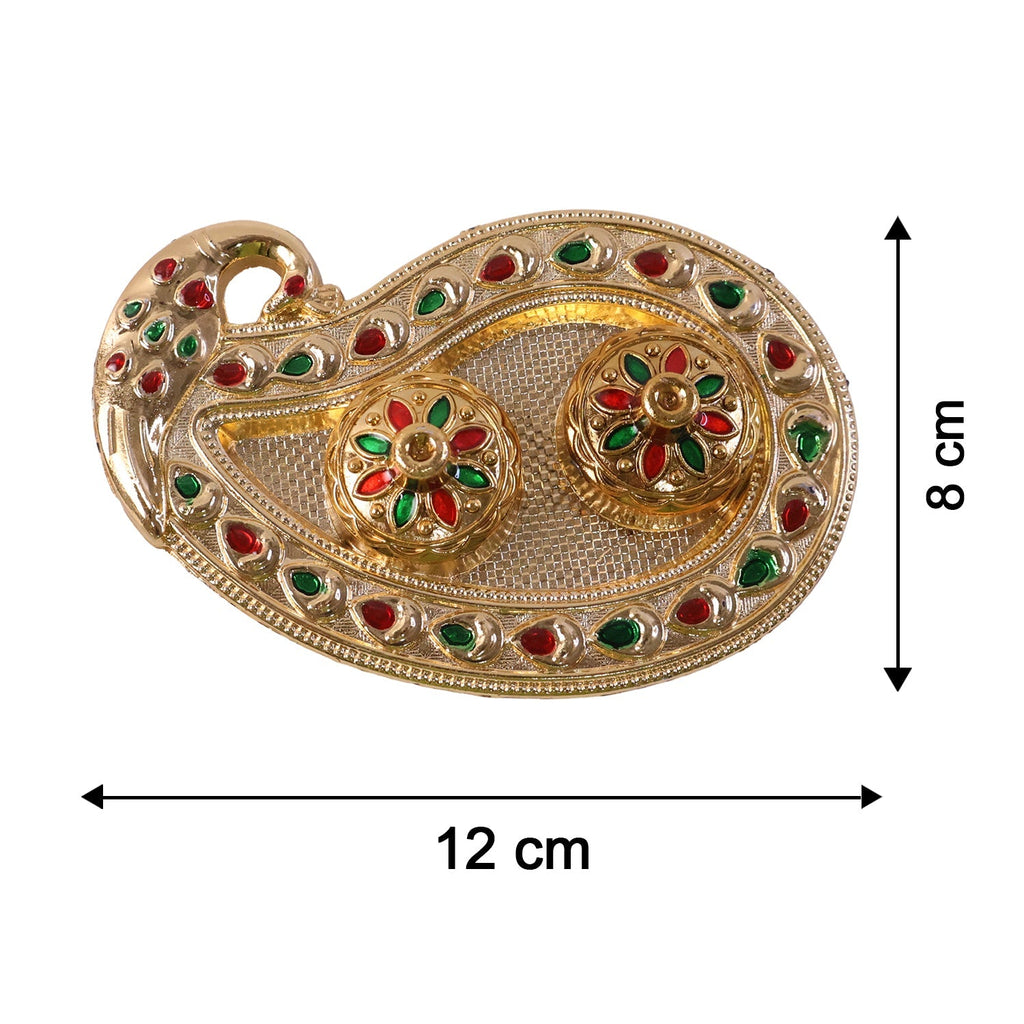 Golden Kumkum Kankavati Holder Decorative Roli Akshat Tika Box For Pooja (1 Pc)