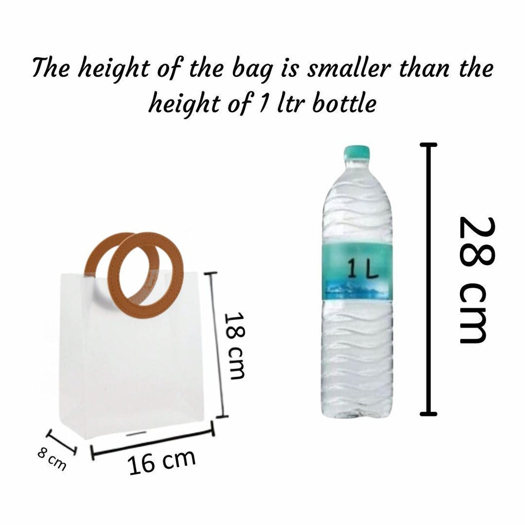 Small Size( 18.5 x 8 x 16 cm) Translucent  Bags with Round Handle Gift Paper Bag, Carry Bags, Gift Bag, Gift for Birthday, Valentine, Marriage, Festivals, Season's Greetings and Events (Small) Brown - Image 2