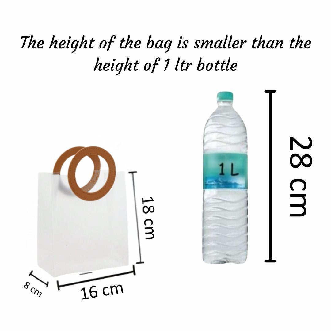 Small Size( 18.5 x 8 x 16 cm) Translucent  Bags with Round Handle Gift Paper Bag, Carry Bags, Gift Bag, Gift for Birthday, Valentine, Marriage, Festivals, Season's Greetings and Events (Small) Brown - Image 2