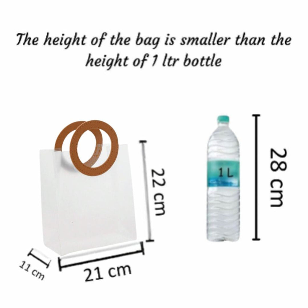 Medium Size( 22 x 11 x 21 cm) Translucent  Bags with Round Handle Gift Paper Bag, Carry Bags, Gift Bag, Gift for Birthday, Valentine, Marriage, Festivals, Season's Greetings and Events (Medium) (Brown) - Image 2