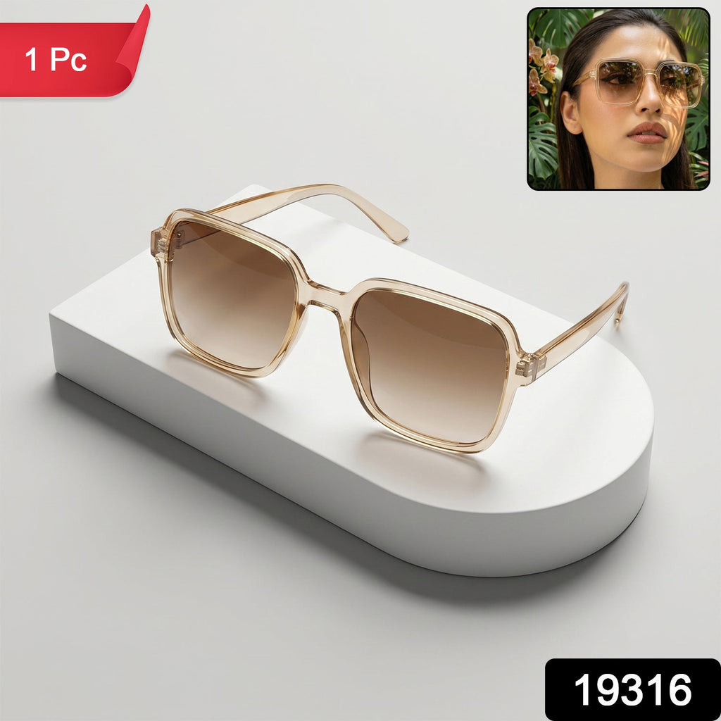 Square Retro Sunglasses For Men And Women With Gradient Tinted Lenses (1 Pc)