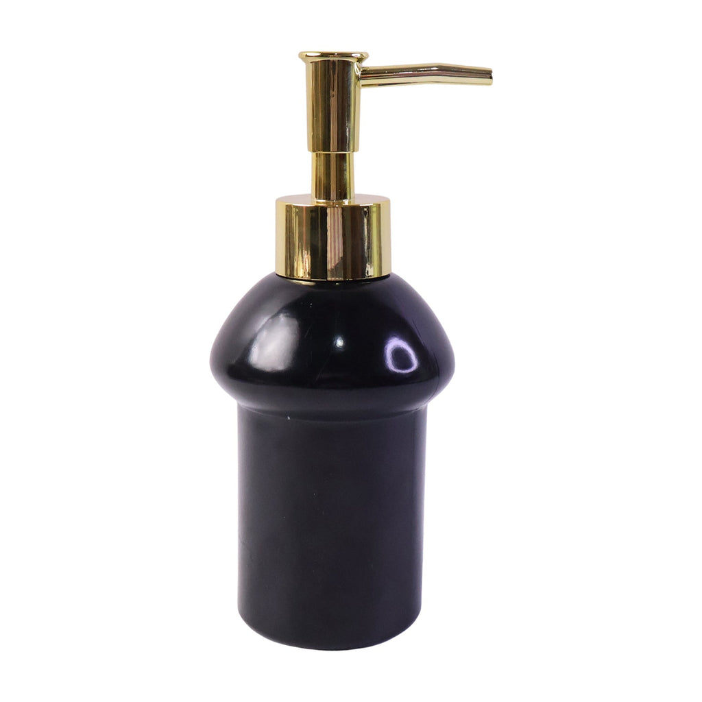 Black Glass Liquid Soap Dispenser Bottle With Gold Pump Refillable (1 Pc)