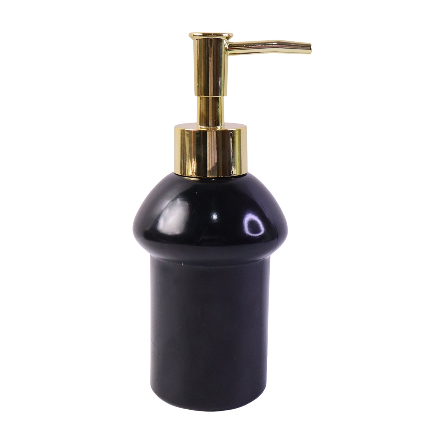 Black Glass Liquid Soap Dispenser Bottle With Gold Pump Refillable (1 Pc)
