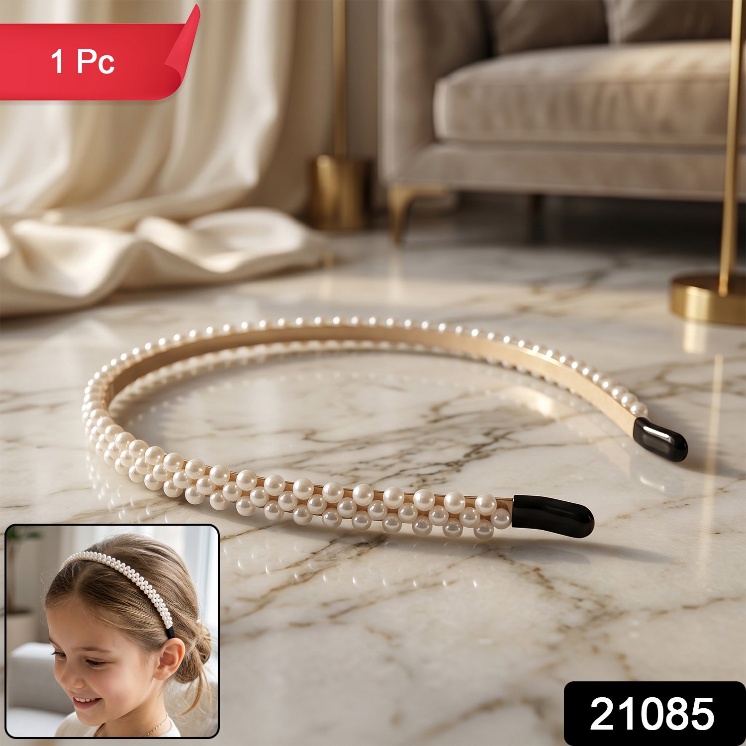 Premium Styling Pearl Embellished Stylish Hairband (1 Pc)