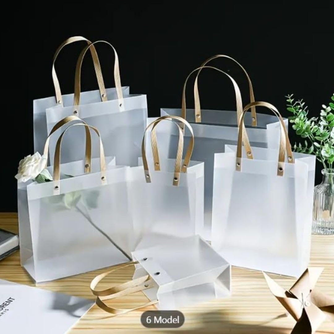 Medium size (25X 10 X 20 CM )Translucent Bags Goodie Bags With Handle Gift bag, hamper bag, Carry Bags, shopping gift bag, gift for Gifting, Presents, Return Gifts, Birthday, Party, Festivals - Image 4