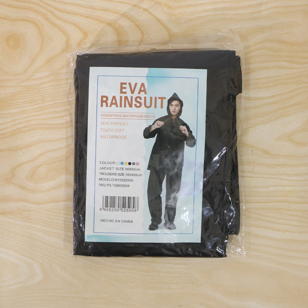 Reusable Waterproof Eva Rain Coat Set With Hood Jacket And Pant (1 Set)