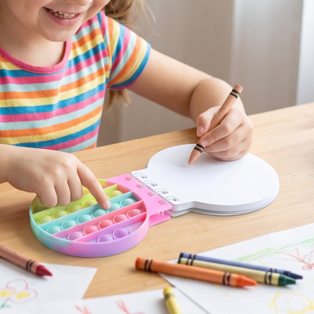 Mini Pop It Diary Fidget Notebook For Kids Rainbow Silicone Bubble (1 Pc)