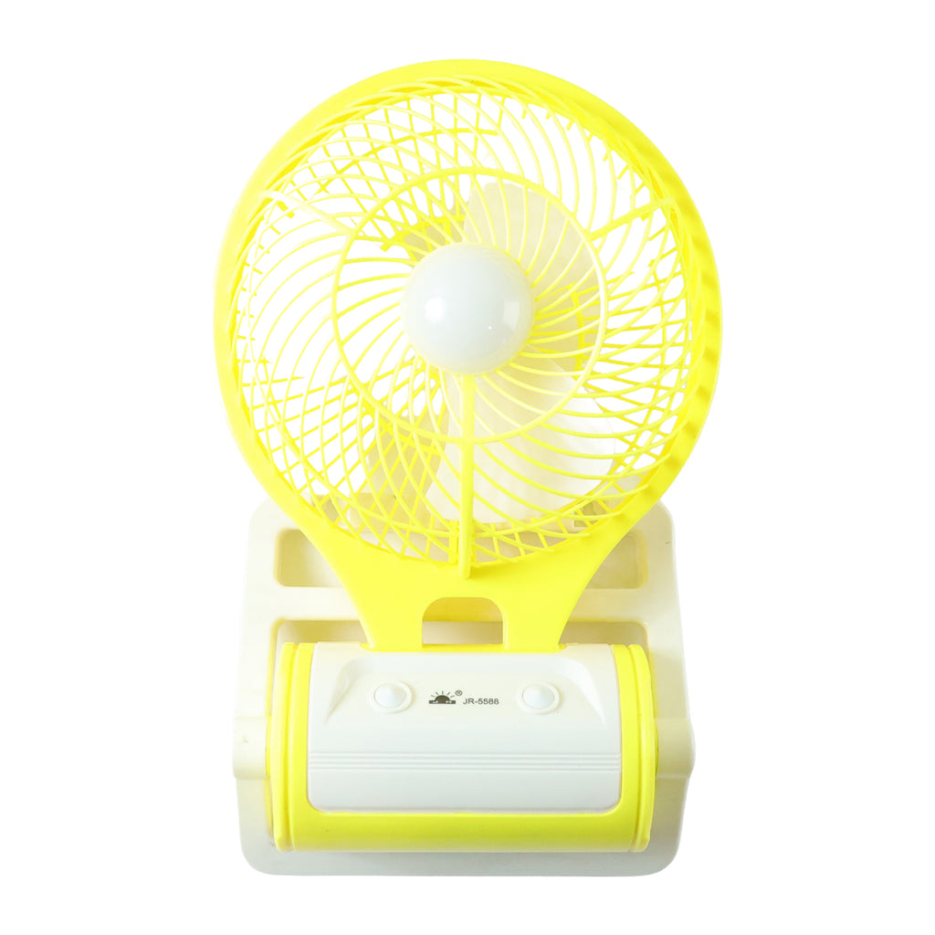 Portable Rechargeable Led Light With Mini Table Fan (1 Pc)