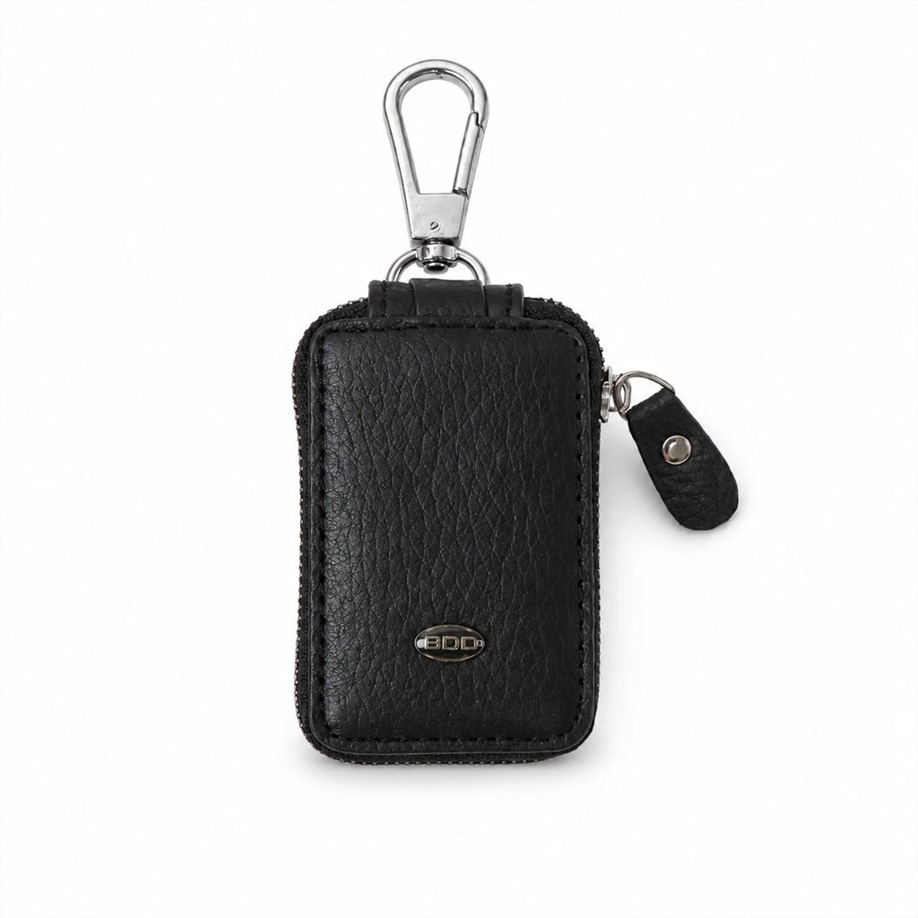 Leather Car Key Case Holder Pouch For Smart Remote With Zip And Clip (1 Pc)